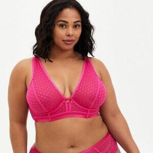 Torrid Pink Dot Mesh Underwire Longline Bralette 3X